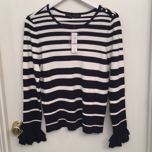 White House Black Market Sweaters - White House Black Market navy & ecru sweater